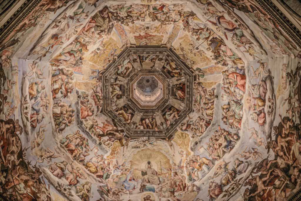 the last judgment painting on the ceiling of the duomo